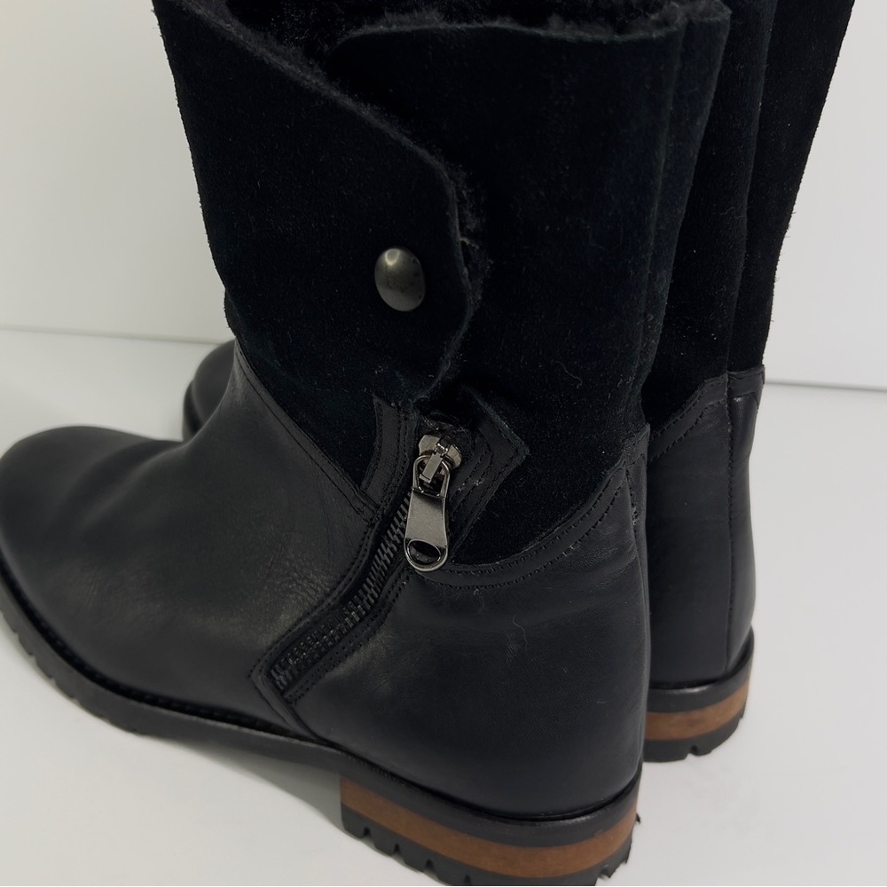 FABIANELLI Women’s Black Leather Suede Boots Made In Italy EU 38 US 7.5